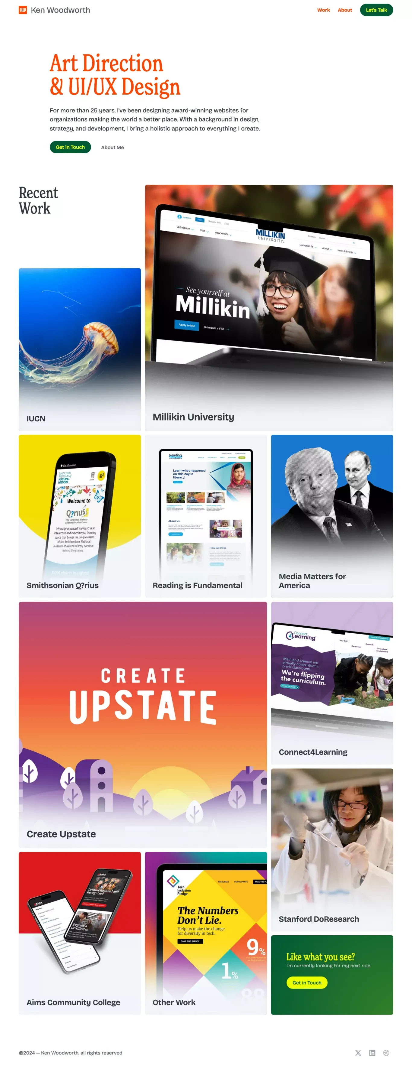 Ken Woodworth - Art Direction & UI/UX Design - Portfolio design