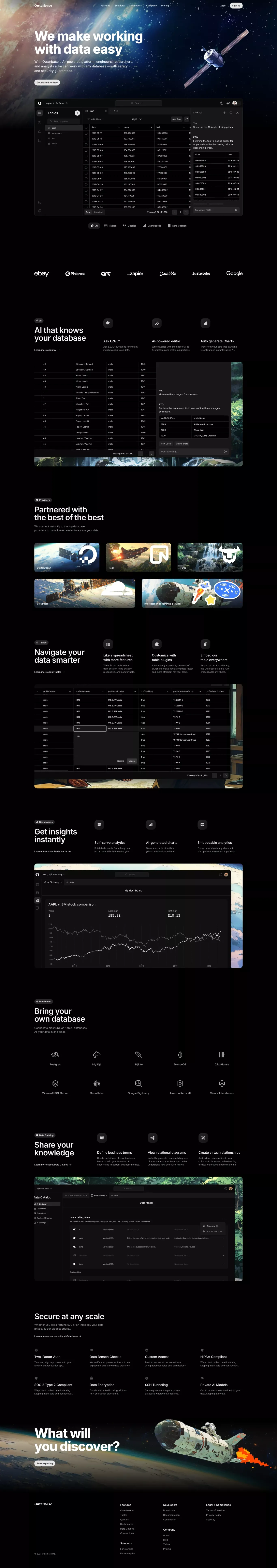 Outerbase | The interface for your database - Landing design