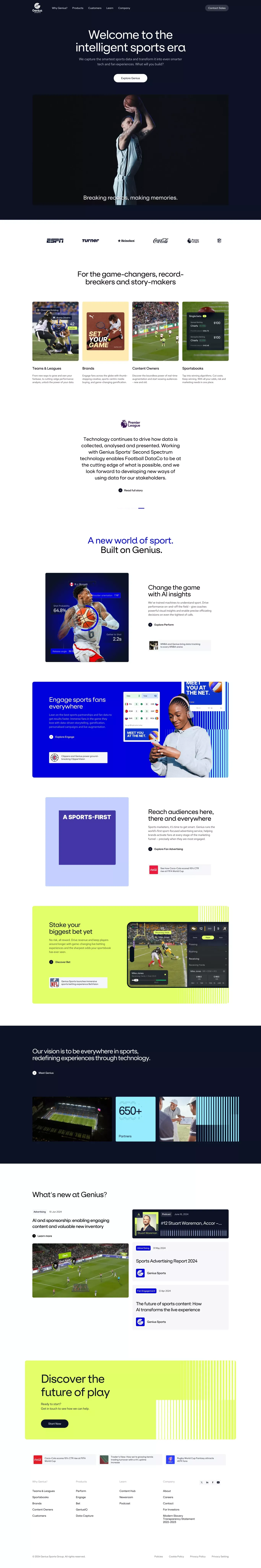 Official Sports Data, Technology and Feeds | Genius Sports | Genius Sports - Landing design