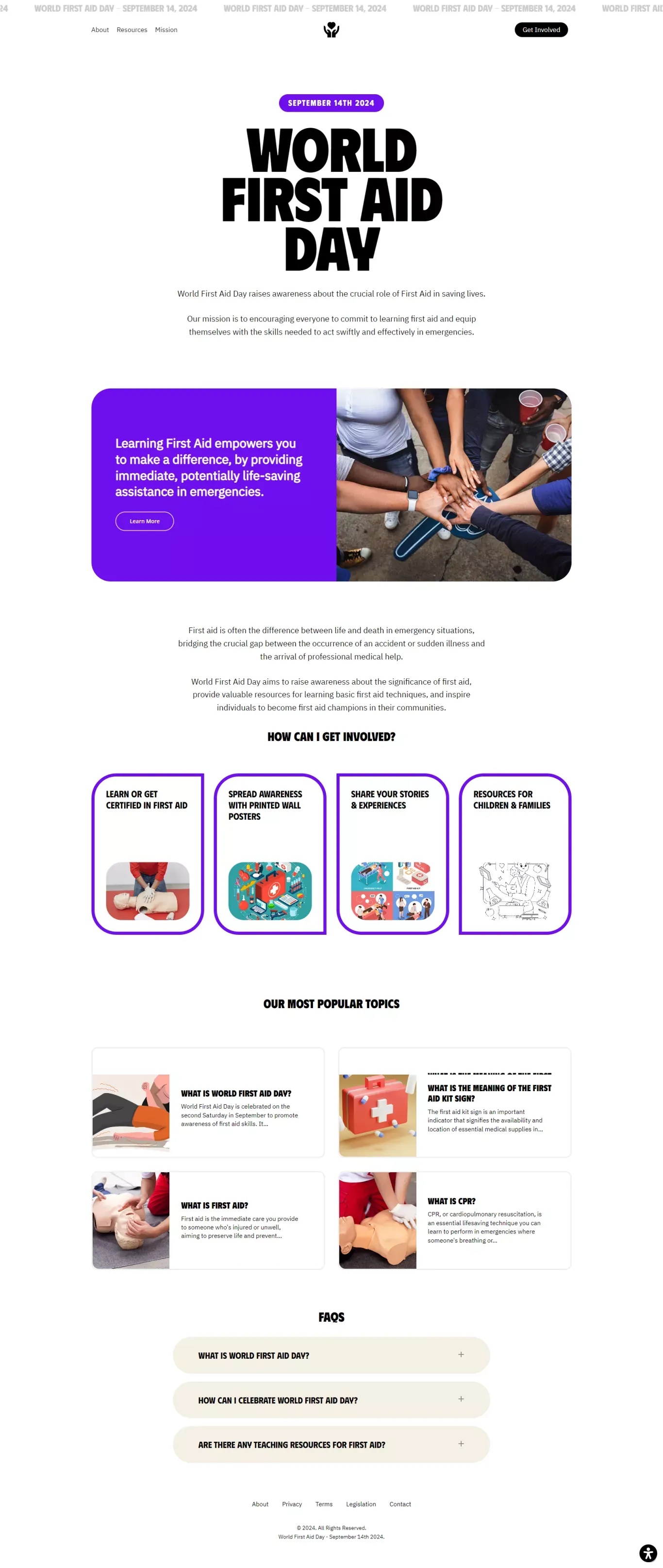 World First Aid Day | Join us on September 14th 2024 - Landing design
