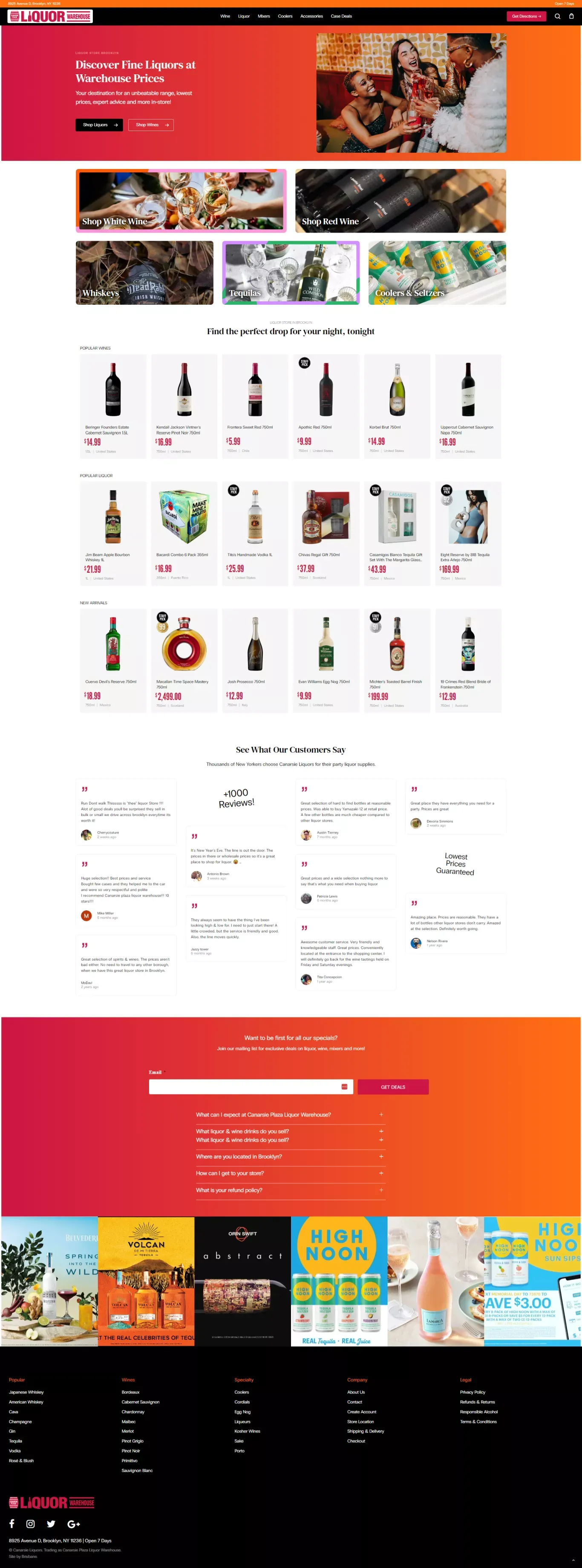 Canarsie Plaza Liquor Warehouse | Voted #1 liquor store Brooklyn - Ecommerce design