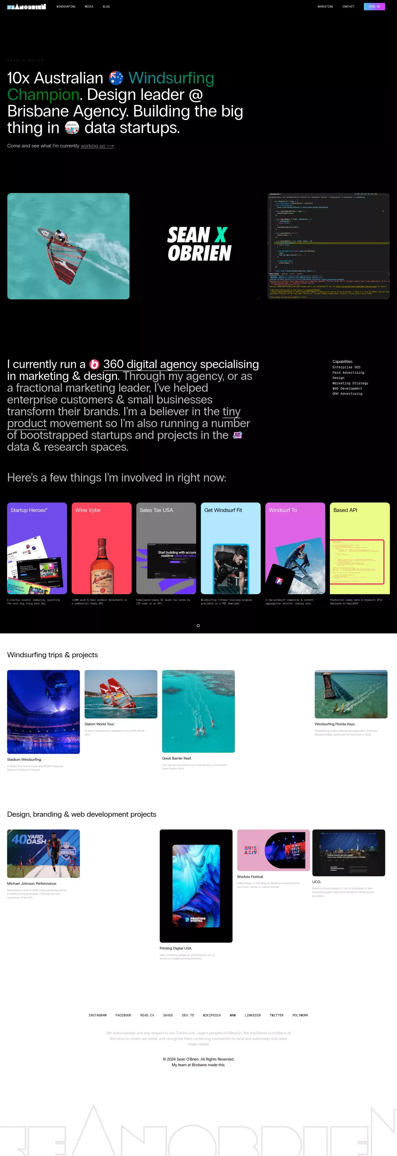 Sean O'Brien | Australian Professional Windsurfer, Designer - Portfolio design