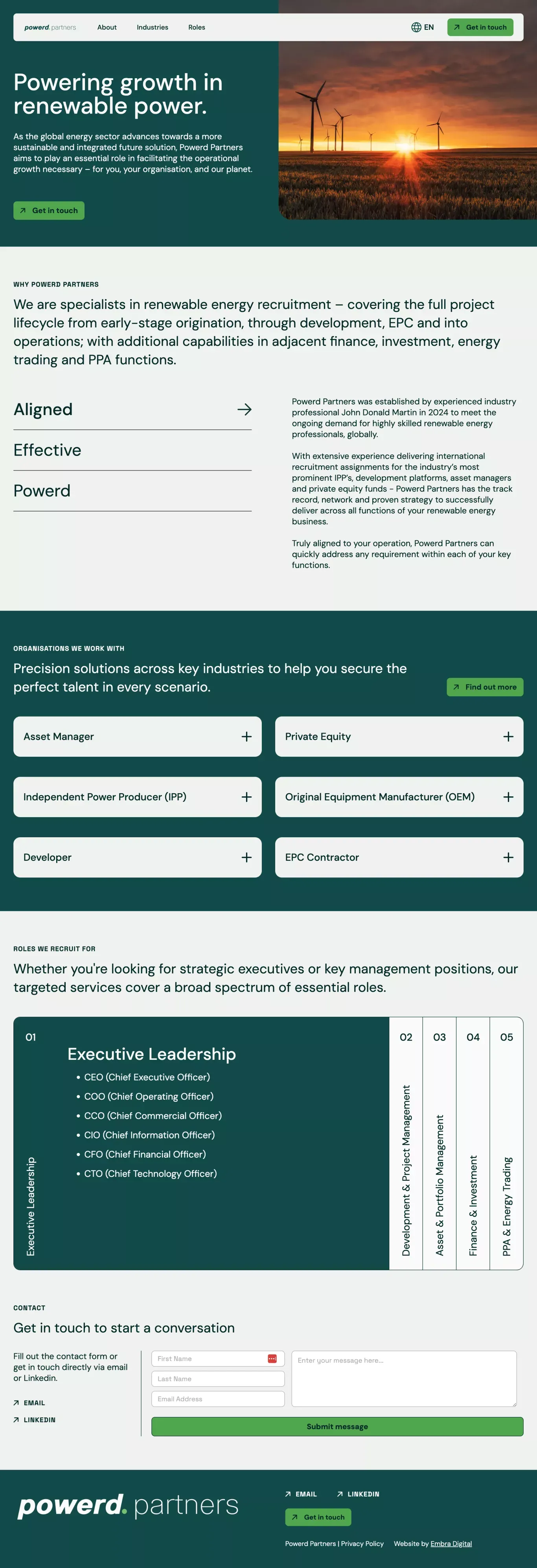 Executive Recruitment for Global Renewable Energy | Powerd Partners - Landing design