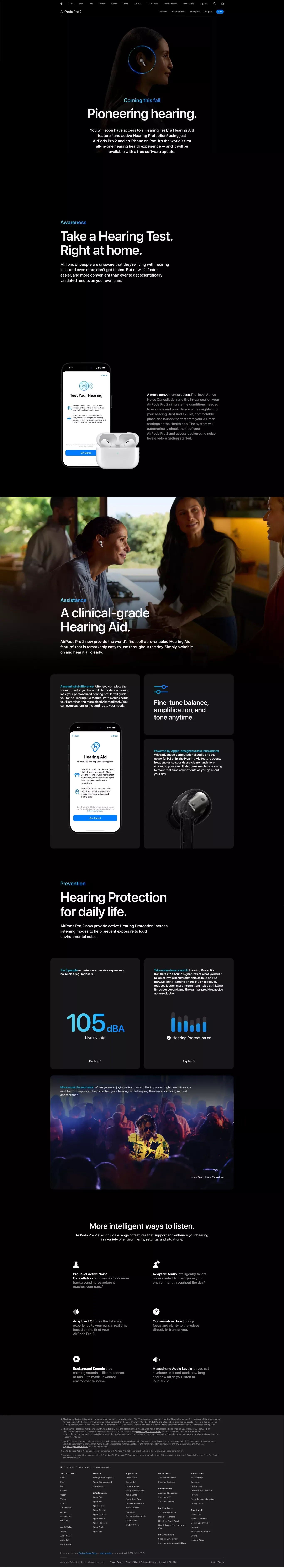 AirPods Pro 2 - Hearing Health - Apple - Landing design