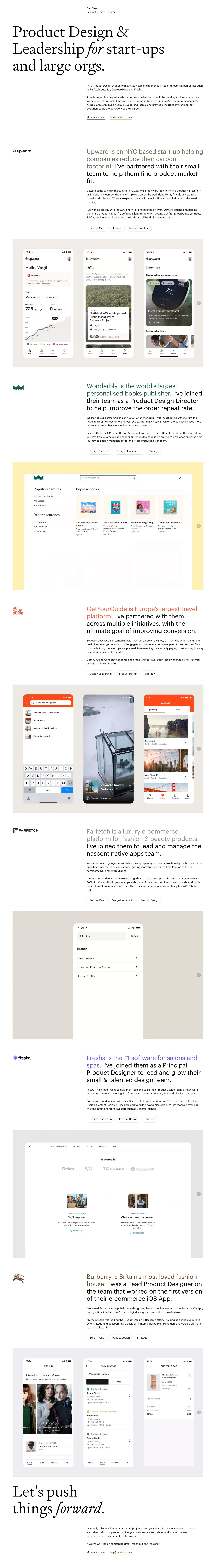 Dan Tase - Product Design Director - Portfolio design