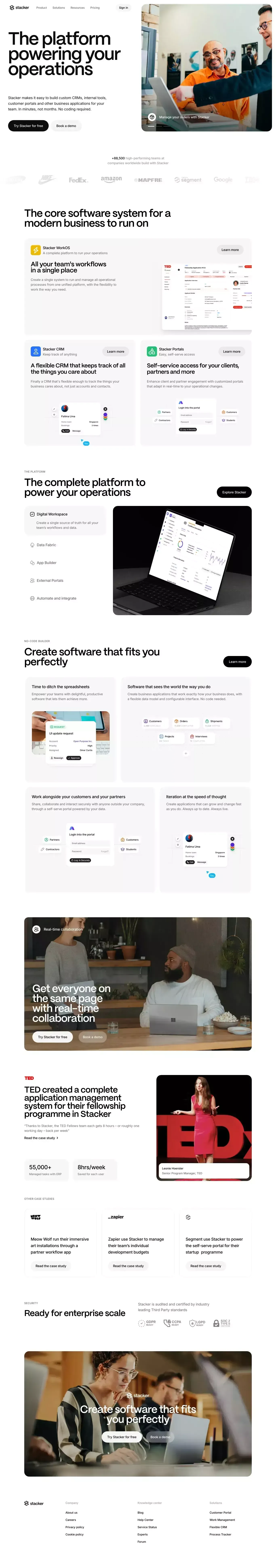 Stacker | Software that's as unique as your business - Landing design