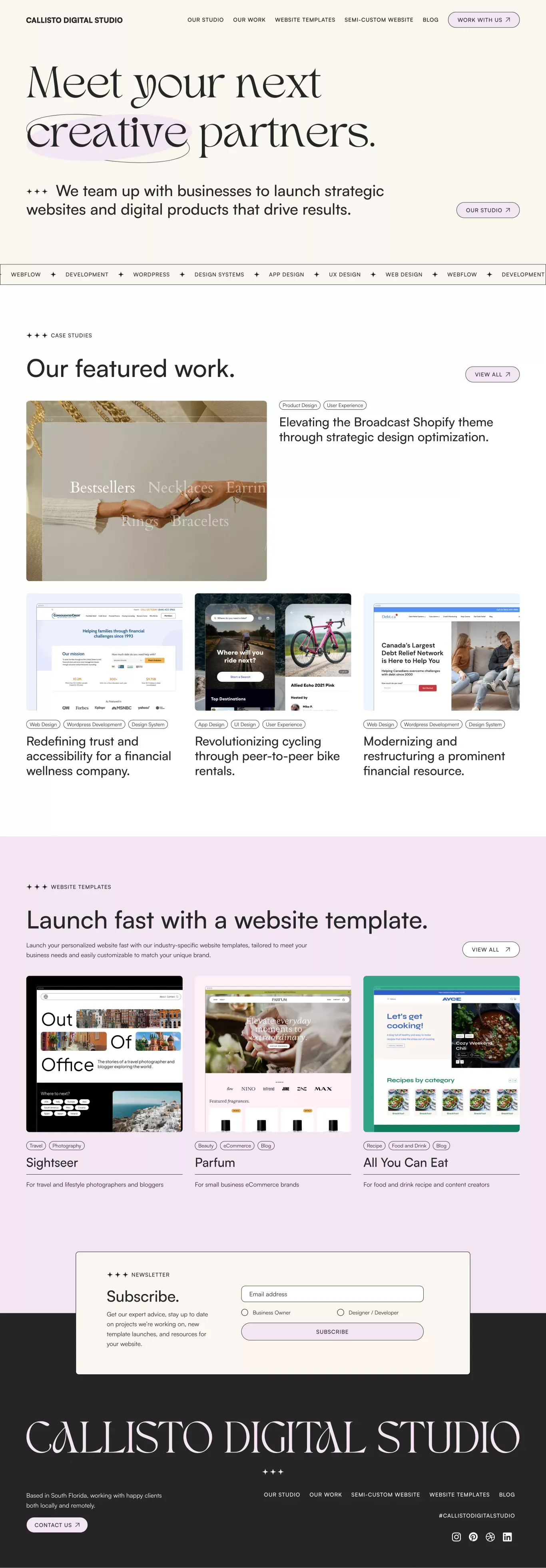 Callisto Digital Studio - Web Design and Development - Portfolio design