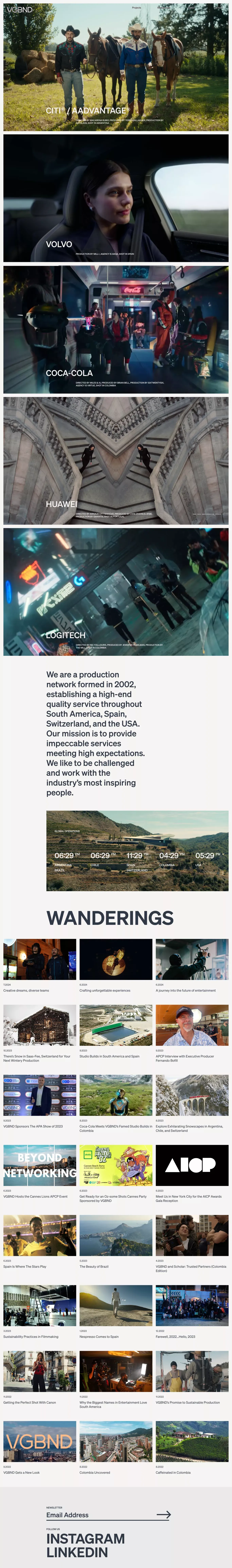 Production services | Vagabond films - Portfolio design