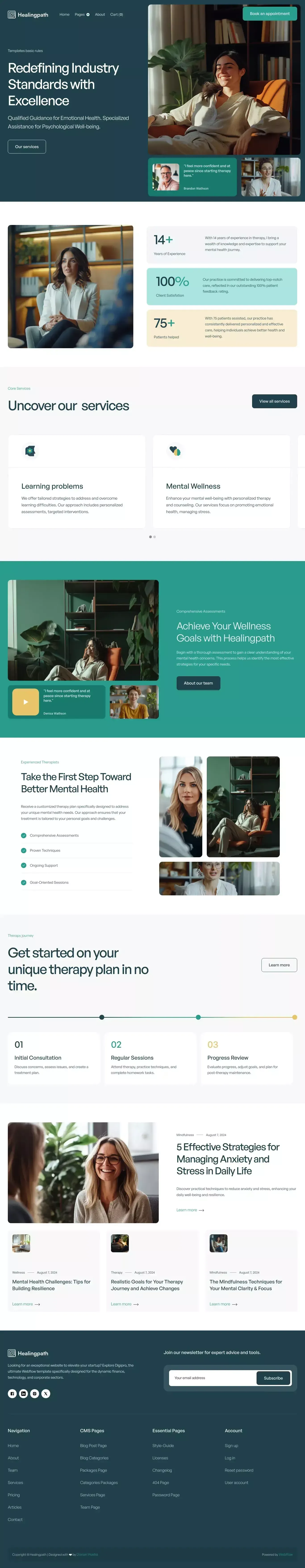 Healingpath - Webflow Ecommerce website template - Template design
