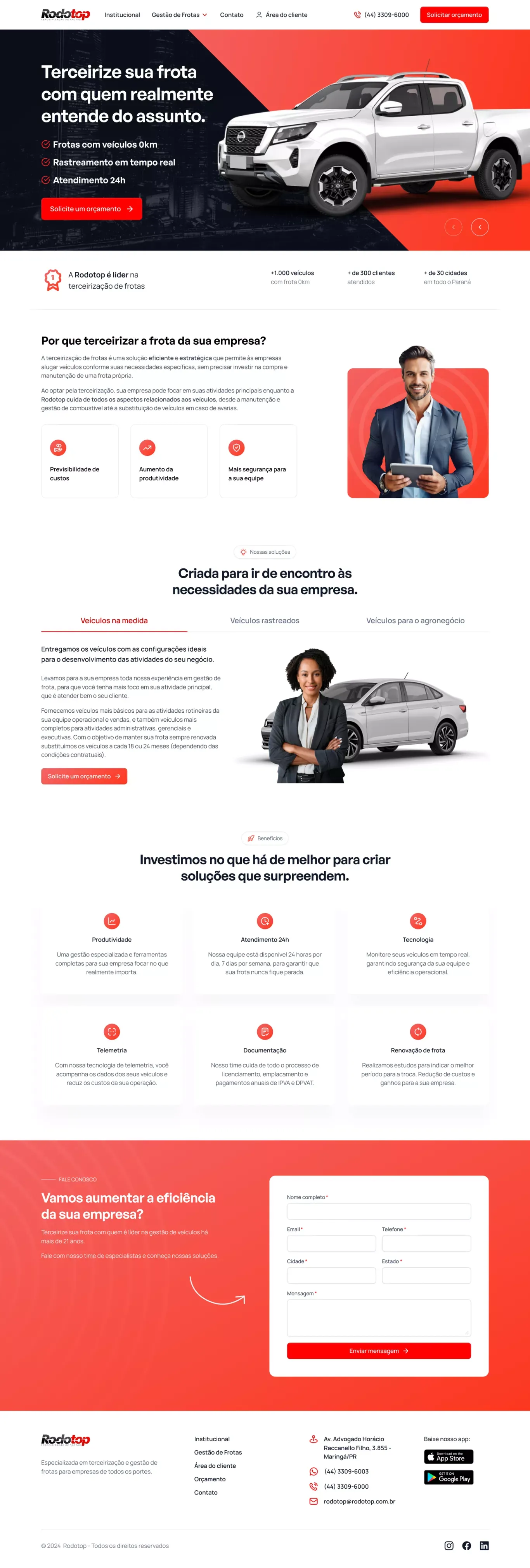 Rodotop – Gestão de frotas para empresas - Landing design