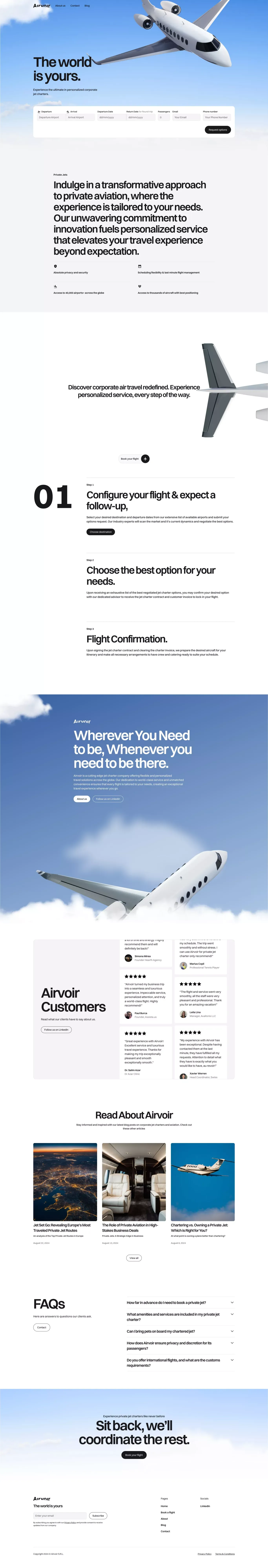 Corporate Jet Charters | Airvoir - Landing design