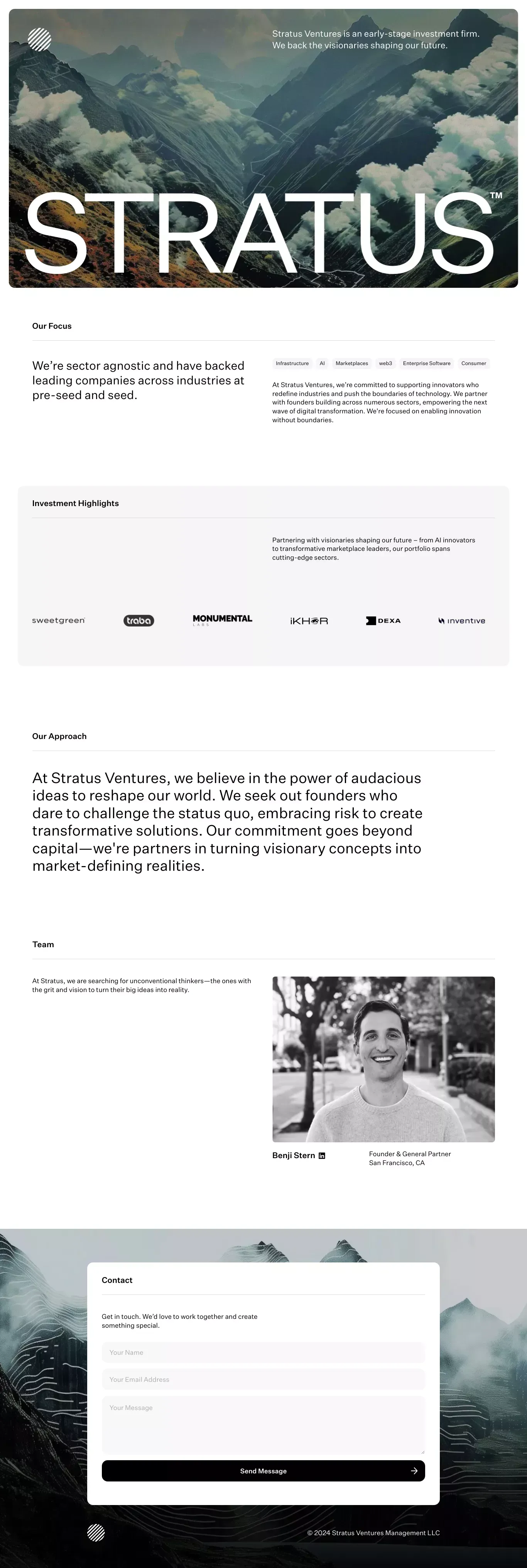 Stratus Ventures – Venture Capital Firm - Landing design