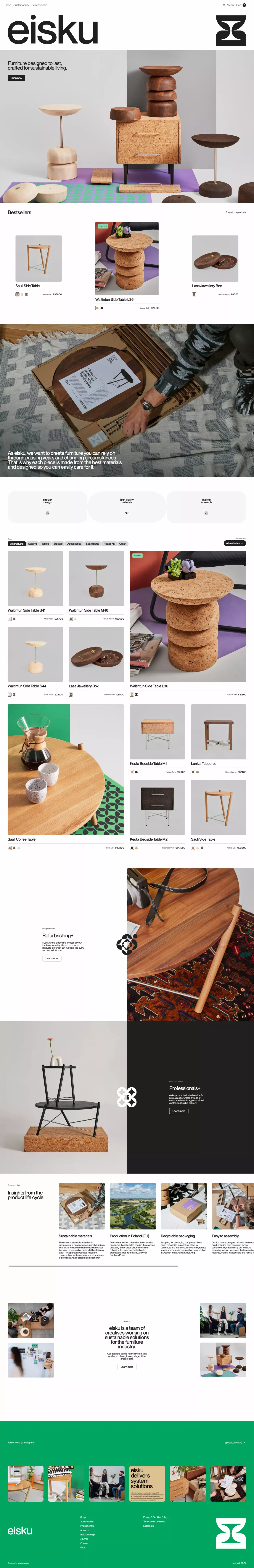 eisku - Furniture designed to last - Ecommerce design