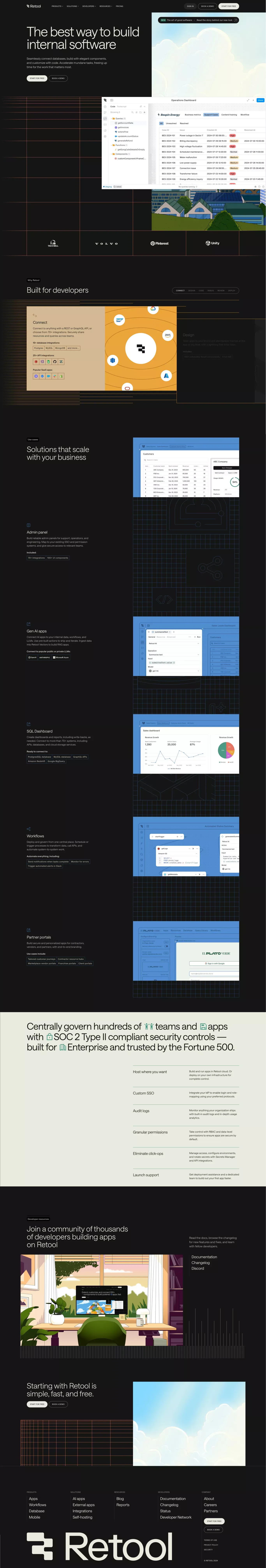 Retool | A better way to build custom software - Landing design