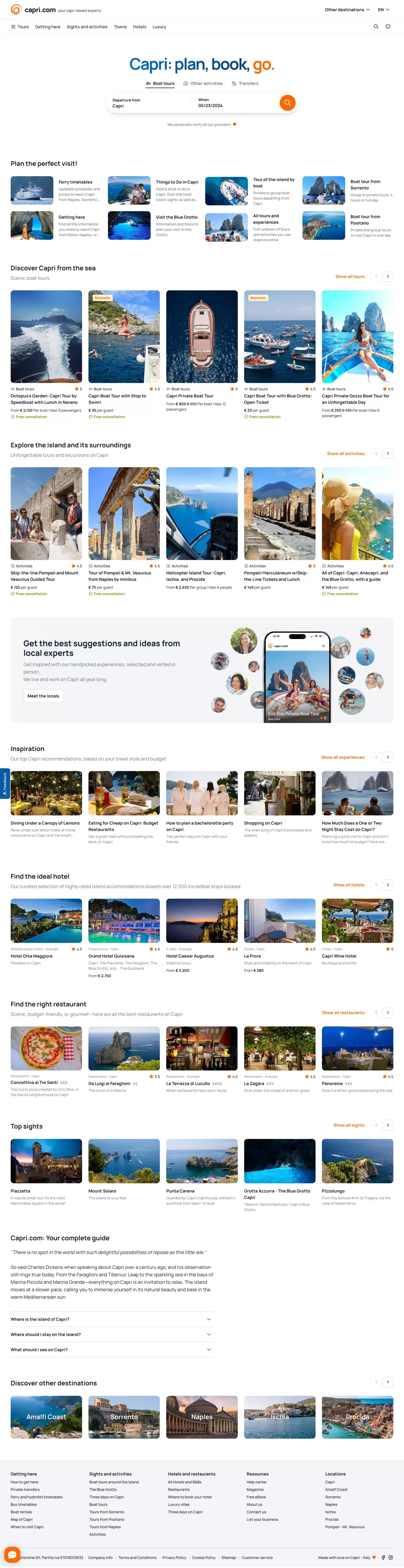 Capri: All You Need To Know | Boat Tours, Ferry Tickets, Hotels - Ecommerce design