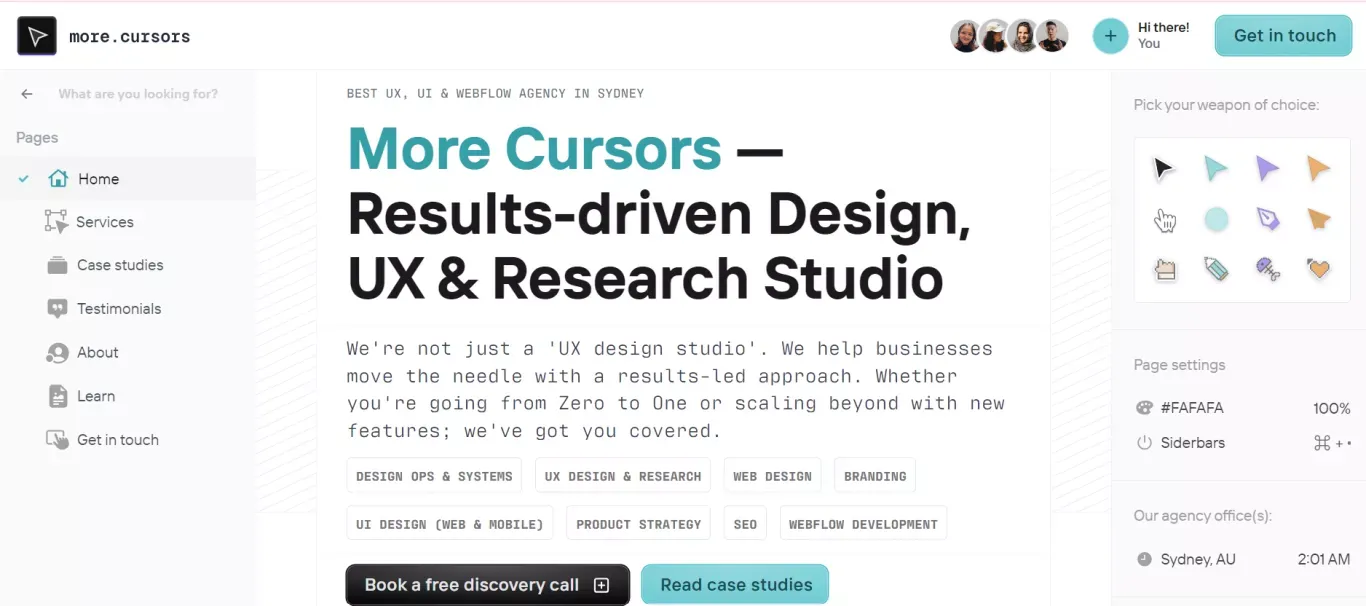 Best UX, UI & Webflow Agency in Sydney | More Cursors - Portfolio design