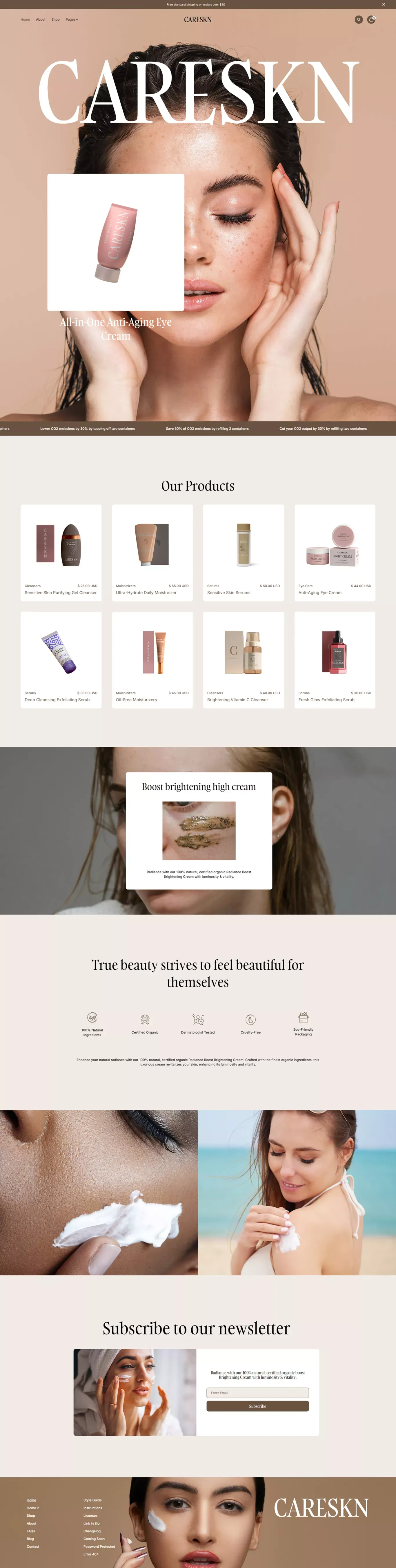 Careskn - Webflow Ecommerce website template - Ecommerce design