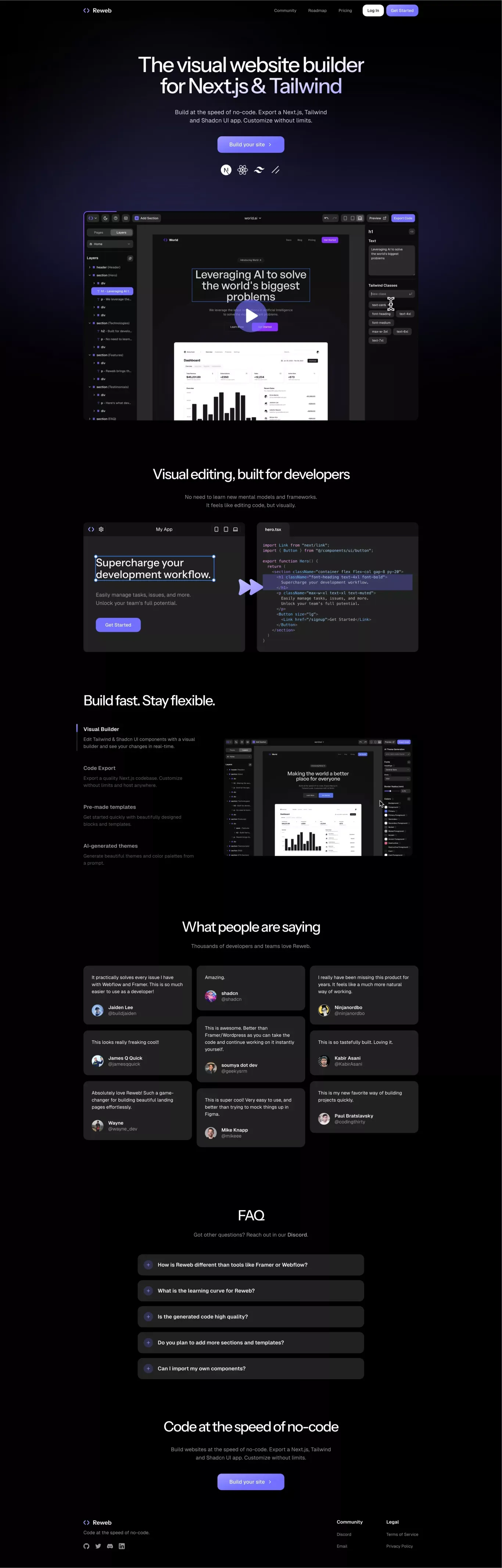 Reweb — The visual website builder for developers - Landing design