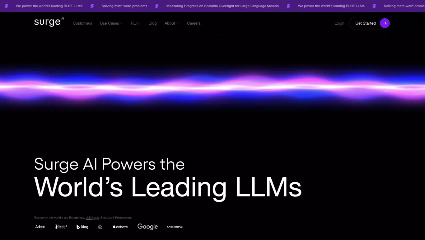 Surge AI | World's Most Powerful Data Labeling Platform - Landing design