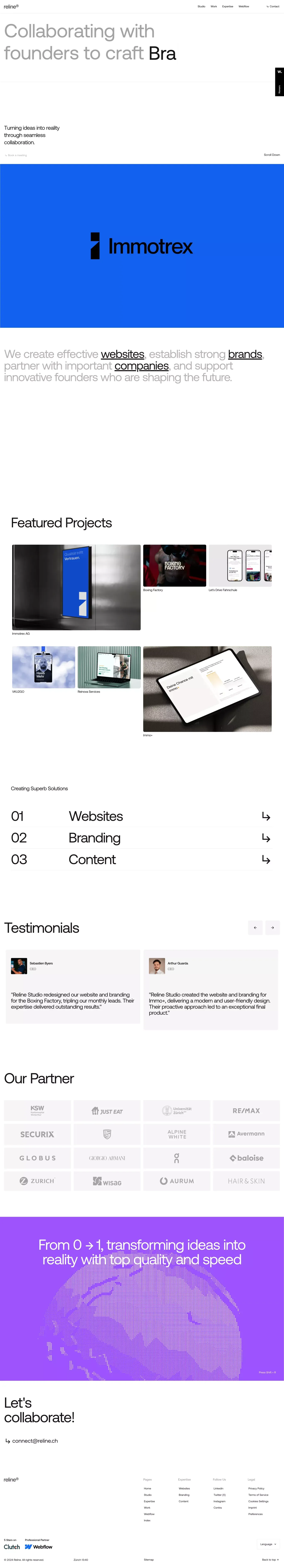 Reline® Studio | Your Marketing and Web Partner in Zurich - Portfolio design