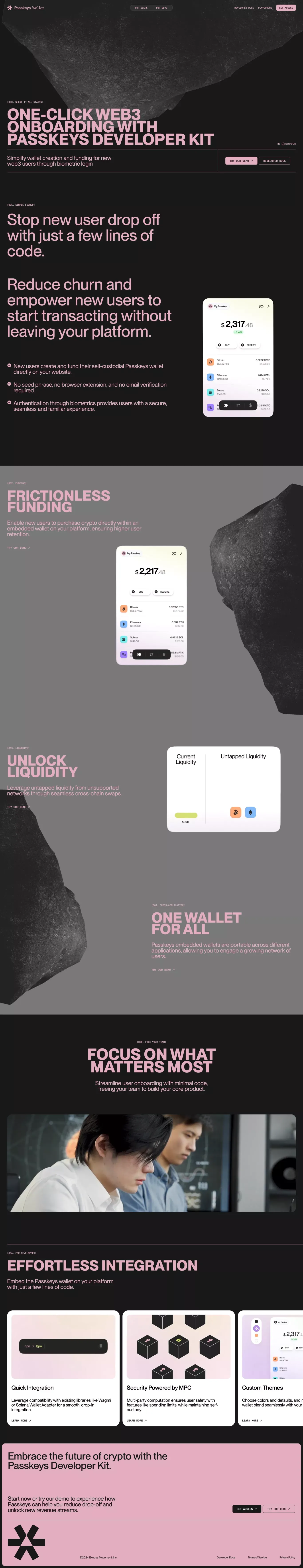 Passkeys Wallet - Landing design