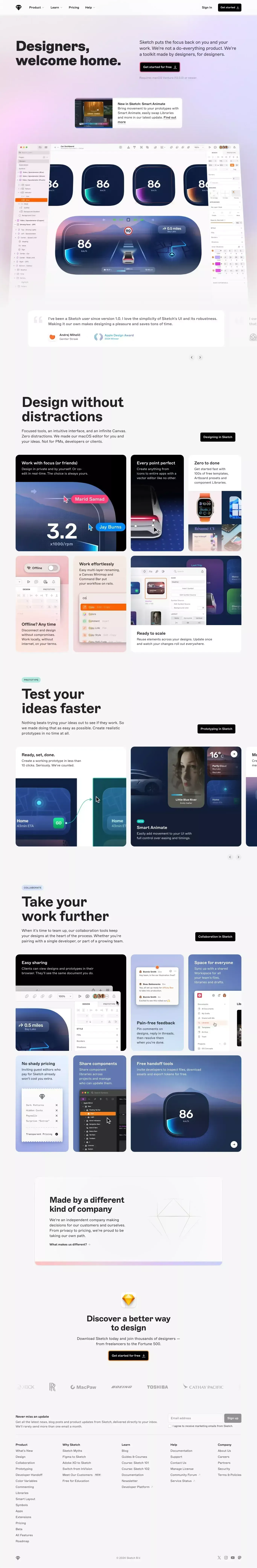Sketch · Design, prototype, collaborate and handoff - Landing design