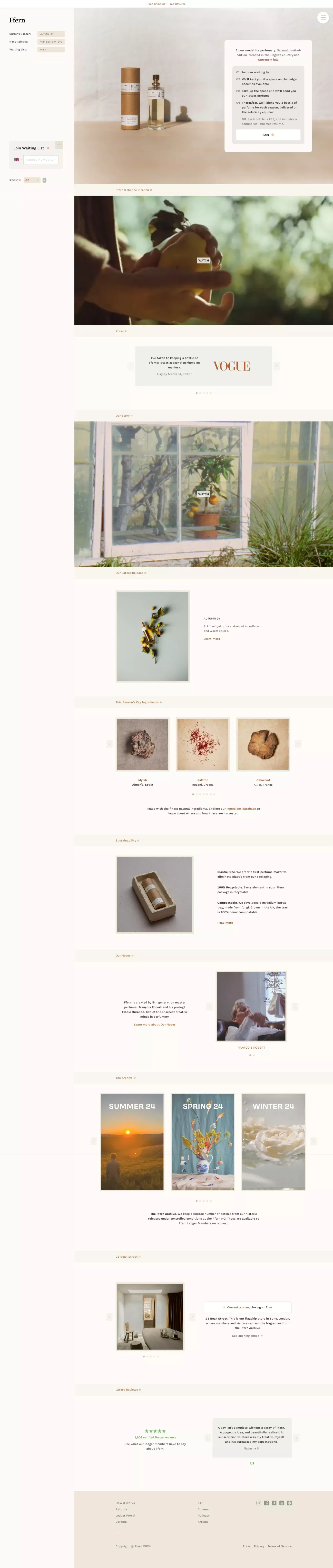 Ffern - Organic Eau De Parfum | Ffern - Ecommerce design