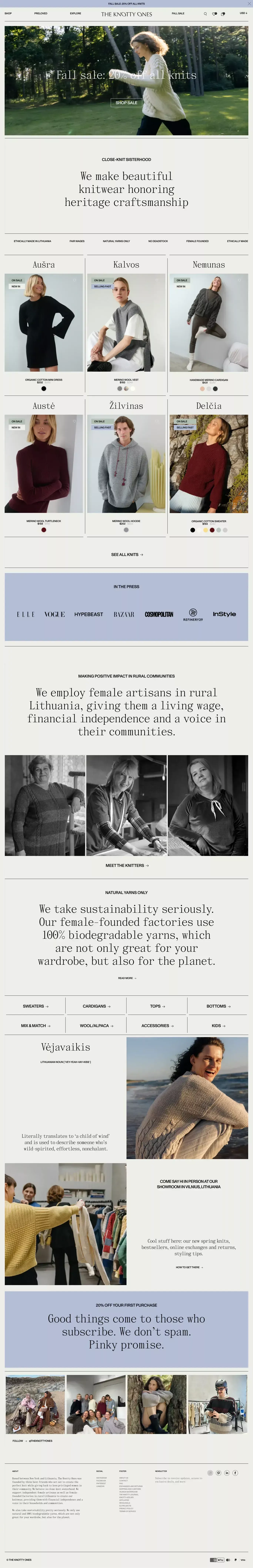The Knotty Ones: Sustainable Knitwear Handcrafted by Real Humans - Ecommerce design