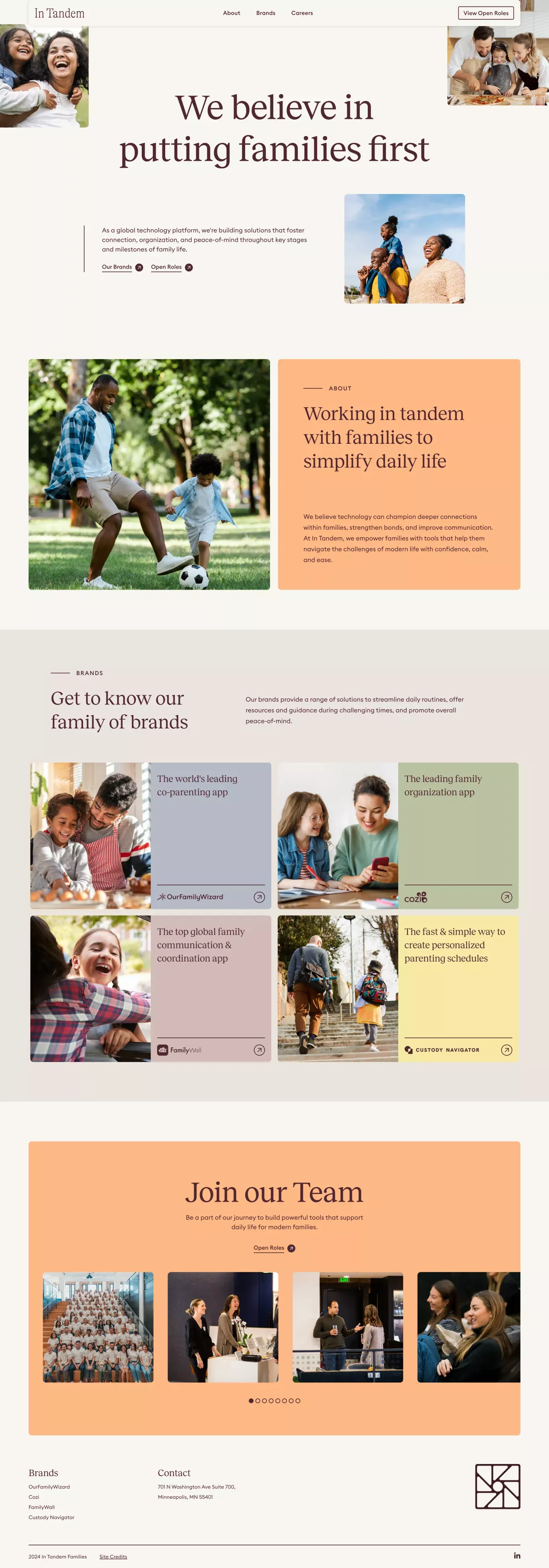 In Tandem Families - Landing design