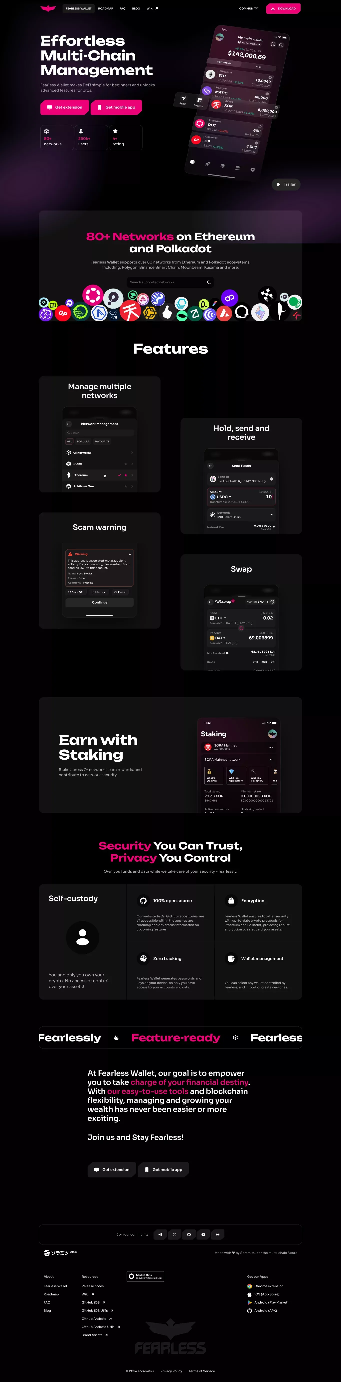 Fearless Wallet The Mobile Crypto Wallet for Multi-Chain Future - Landing design
