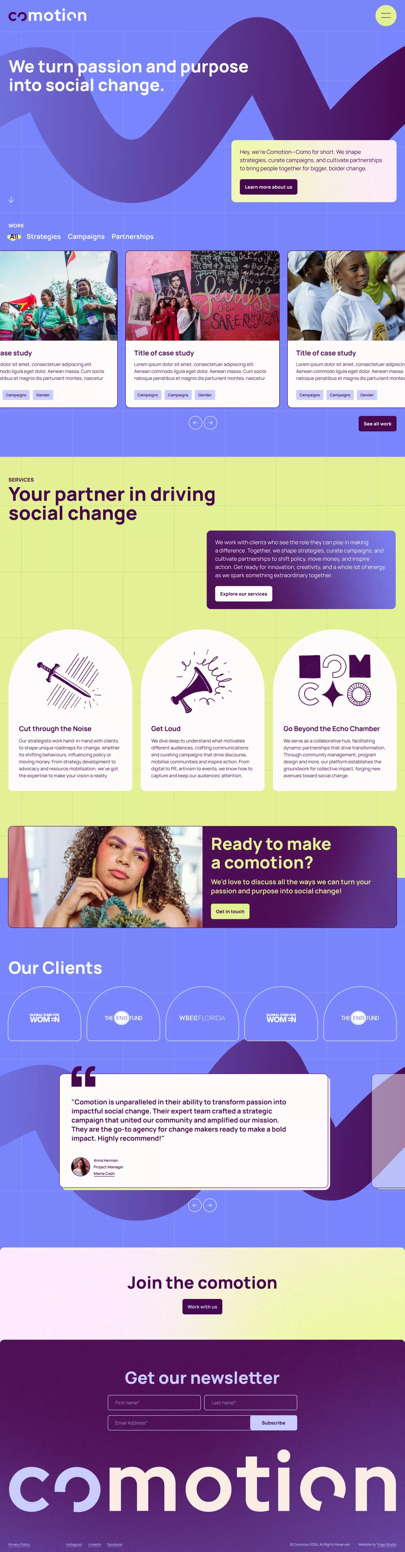 Comotion | Social Change Agency - Portfolio design