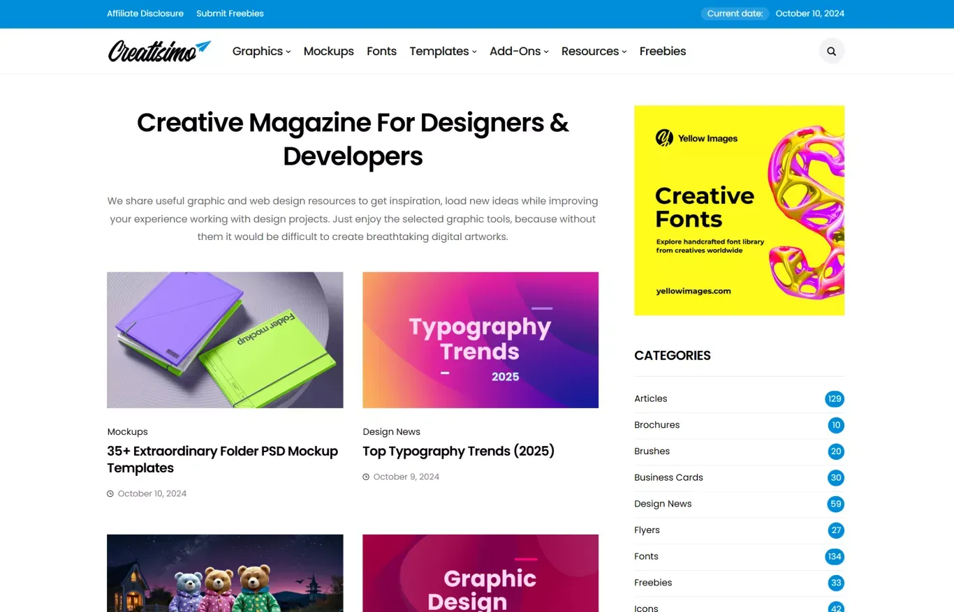 Creatisimo – Creative Magazine for Designers - Blog design