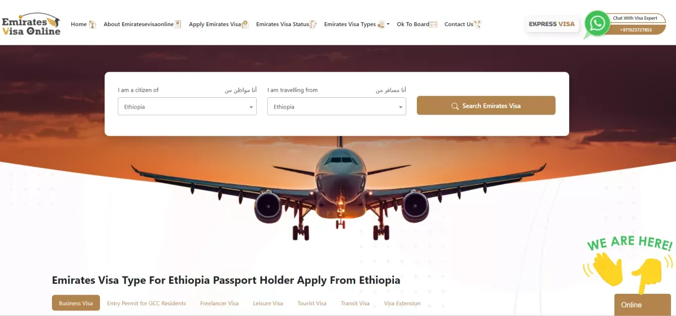Emirates Visa for Ethiopia Citizens in 2024 | Online Application - Landing design