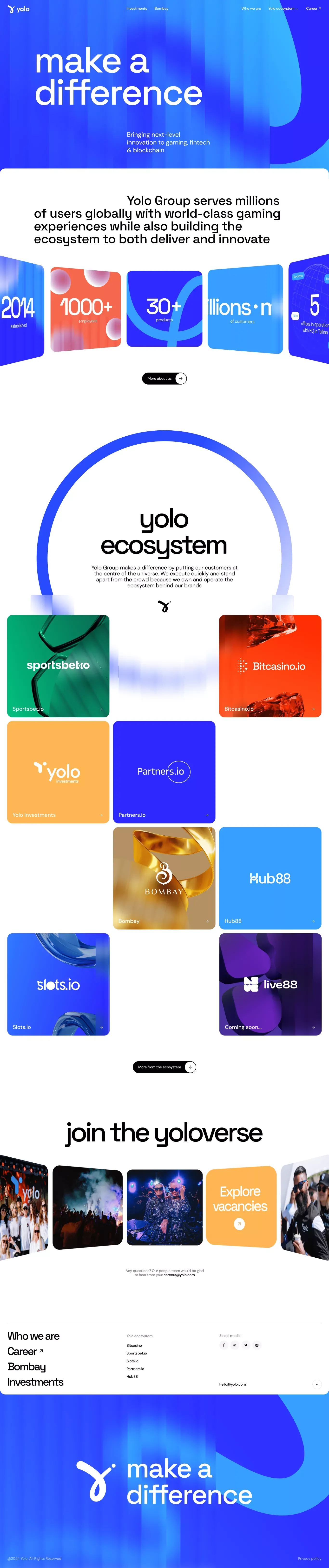 Yolo - The world’s most trusted Bitcoin gaming brands - Portfolio design