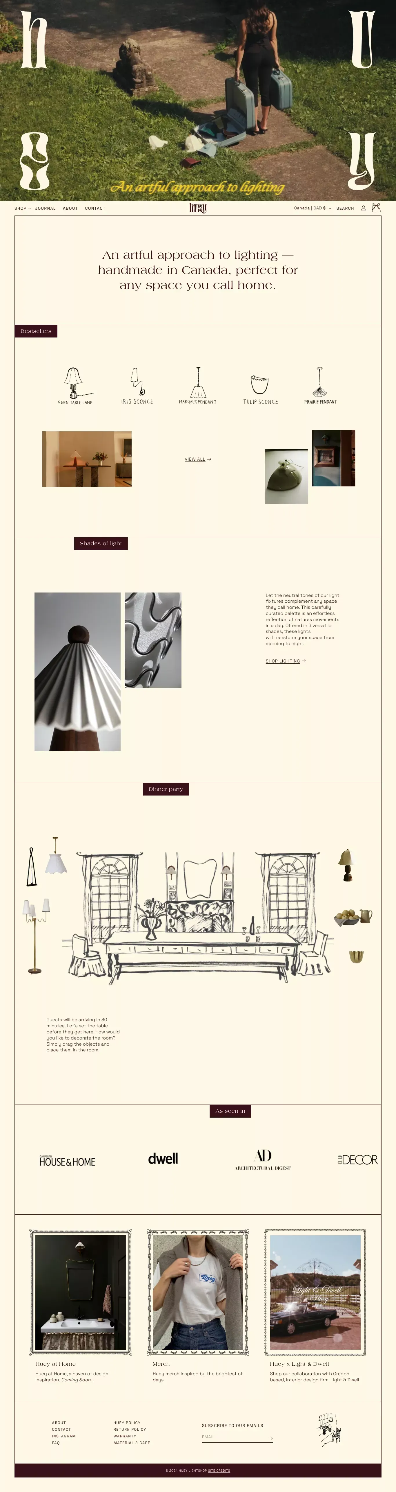 Huey Lightshop - Ecommerce design
