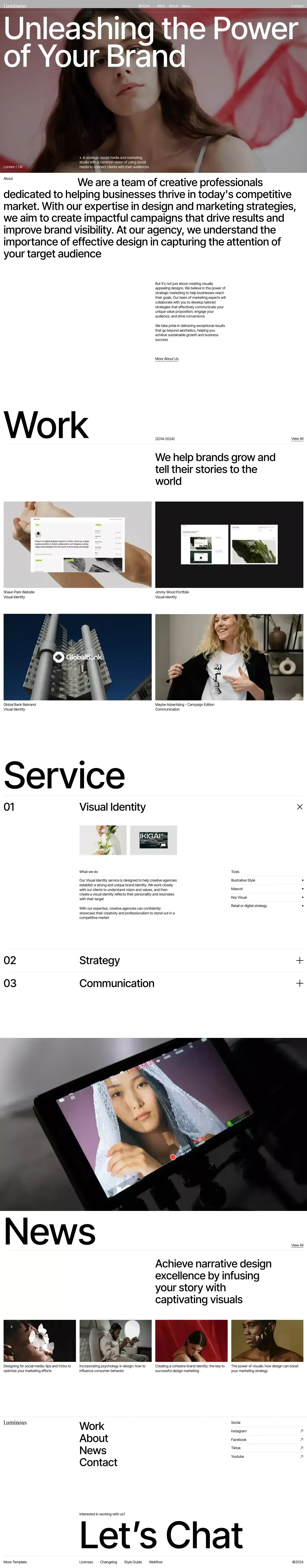 Luminous - Webflow HTML website template - Template design