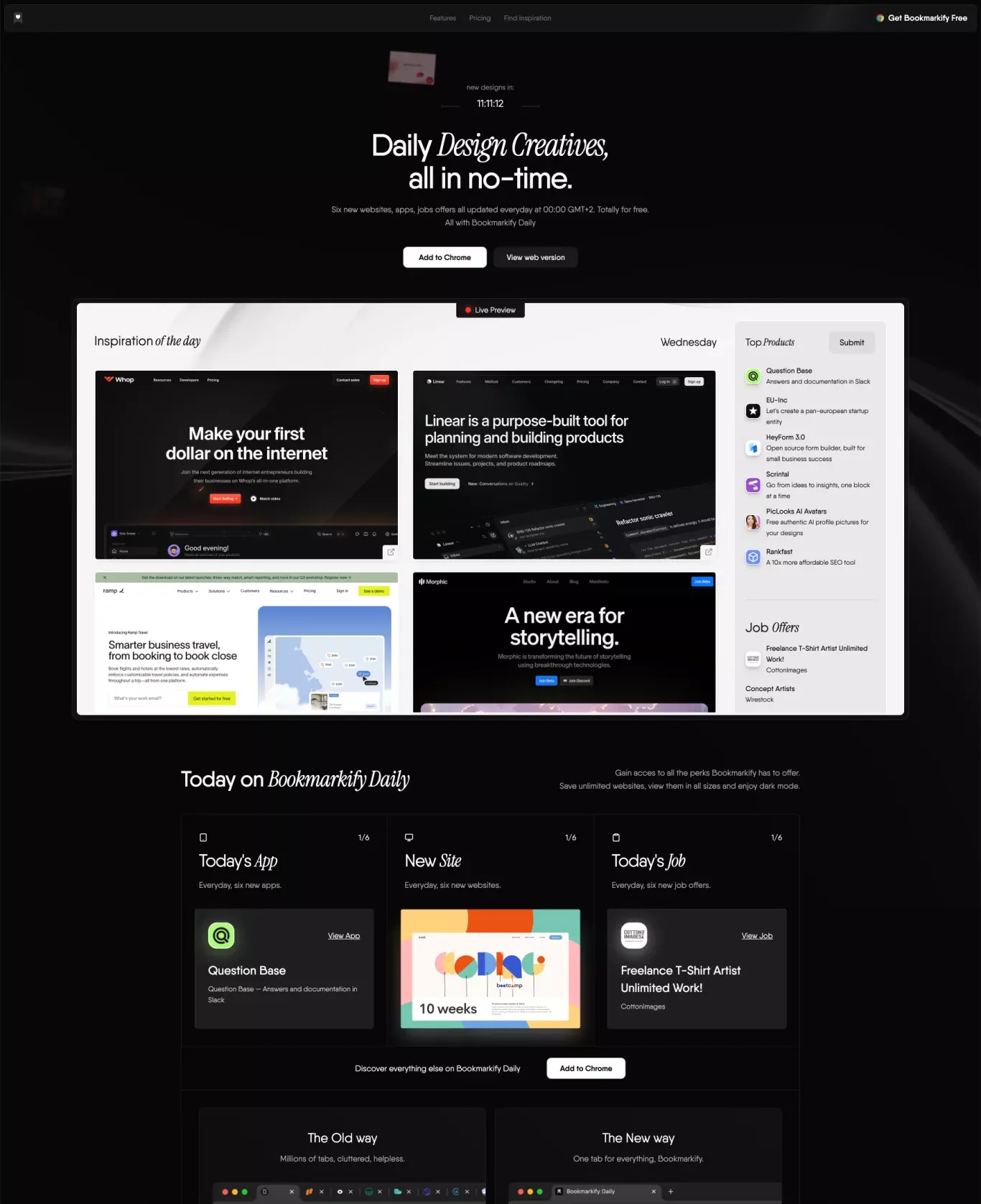Bookmarkify Daily - Landing design