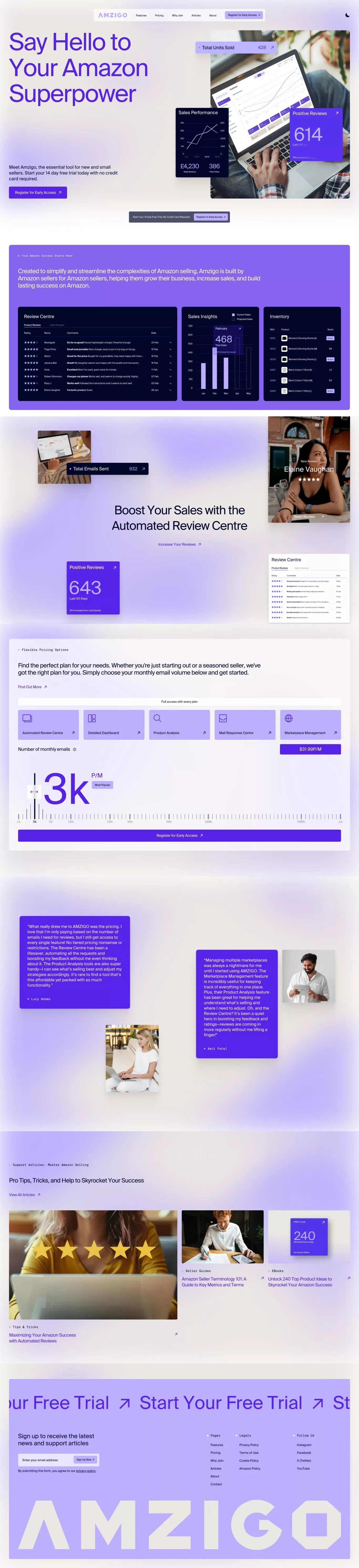 Amzigo |Â Say Hello to Your Amazon Superpower - Landing design