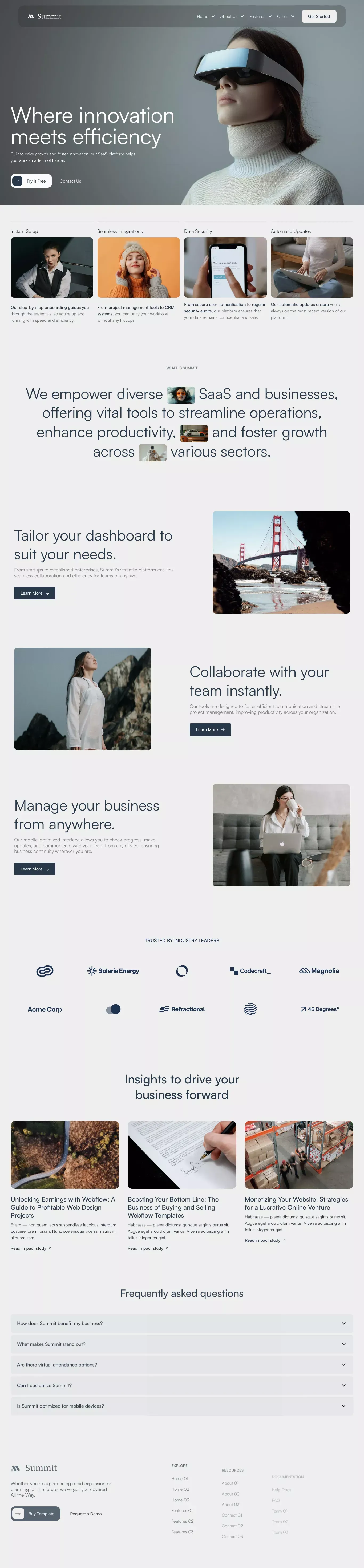 Summit - Webflow Ecommerce website template - Template design
