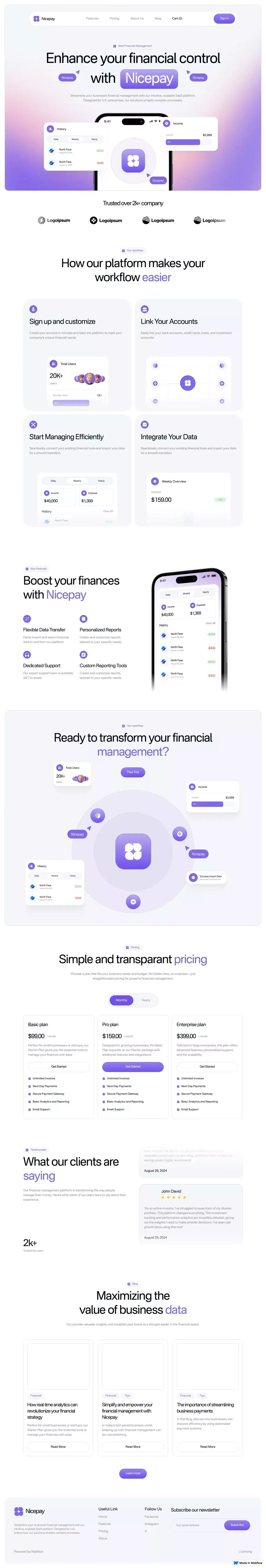 Nicepay - Webflow Ecommerce website template - Template design