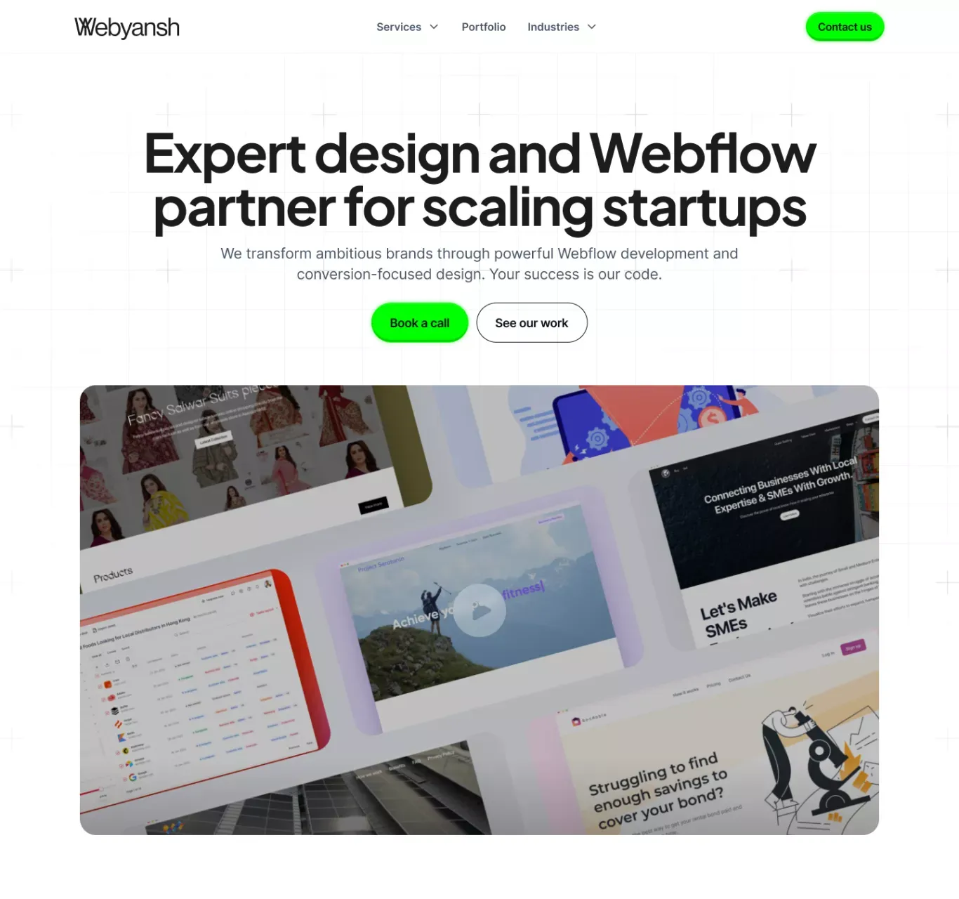 Webyansh | UX design and Webflow development agency - Landing design