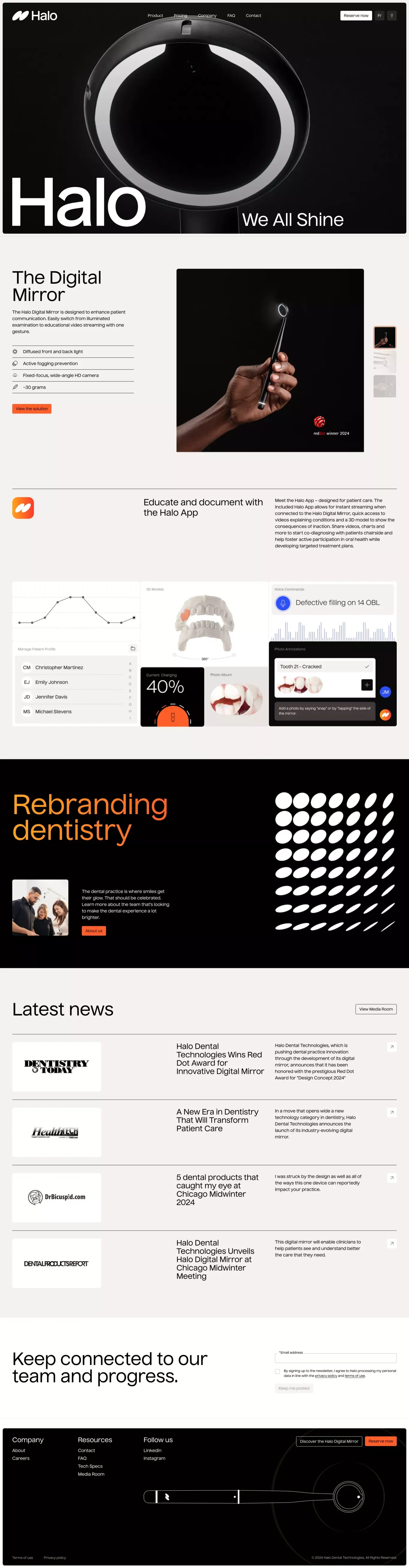 We all shine | Halo Dental Technologies - Landing design