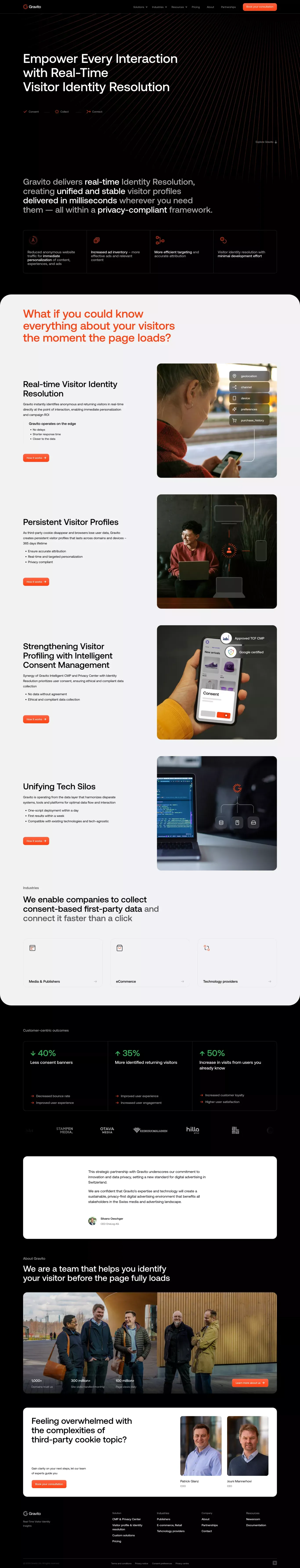 Gravito Ltd - Real-Time Identity Resolution & Consent Management - Landing design