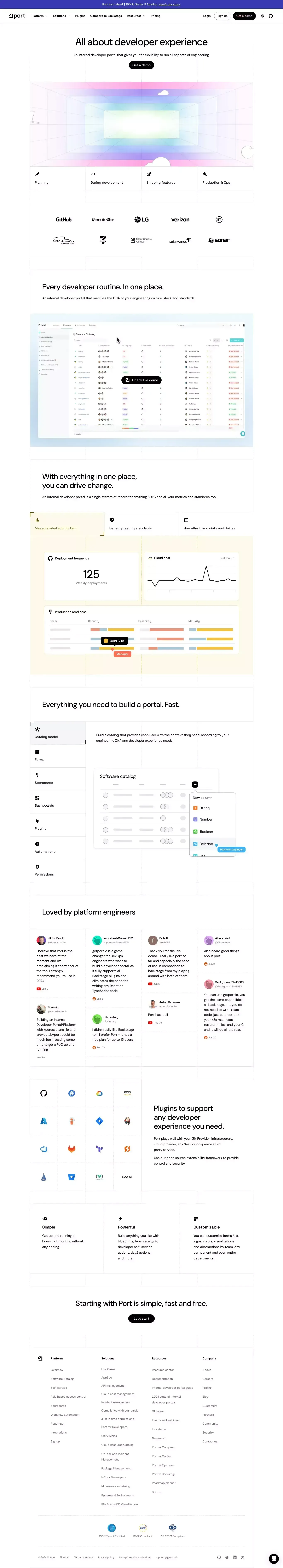 Internal Developer Portal & Platform | Port - Landing design