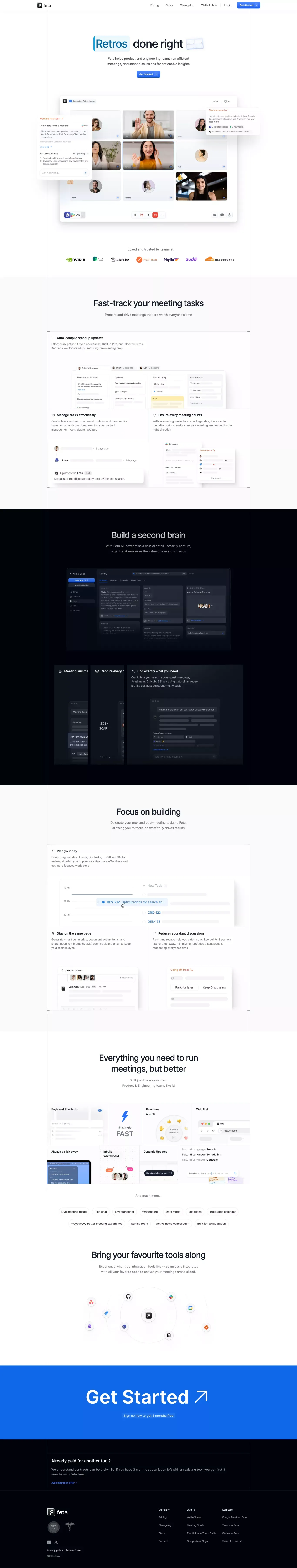 Feta - Better stand-ups, retros, syncs and more - Landing design