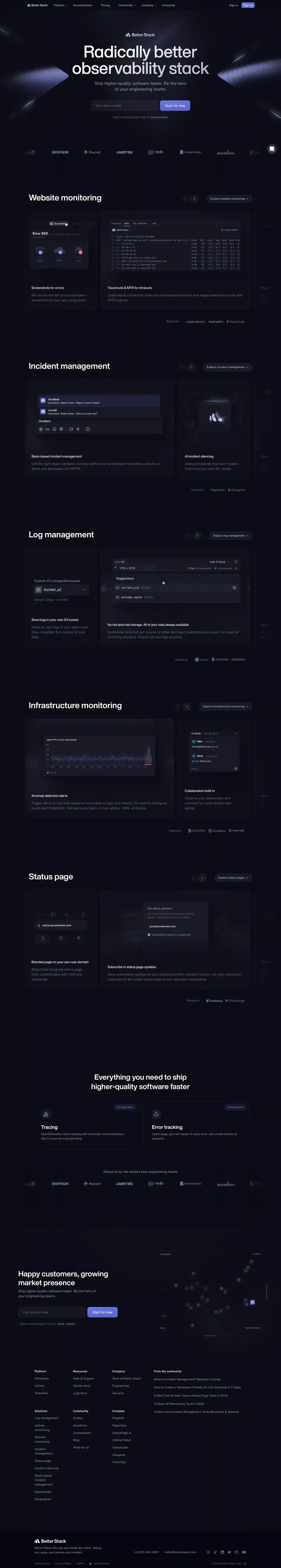 Better Stack - Radically better observability stack - Landing design