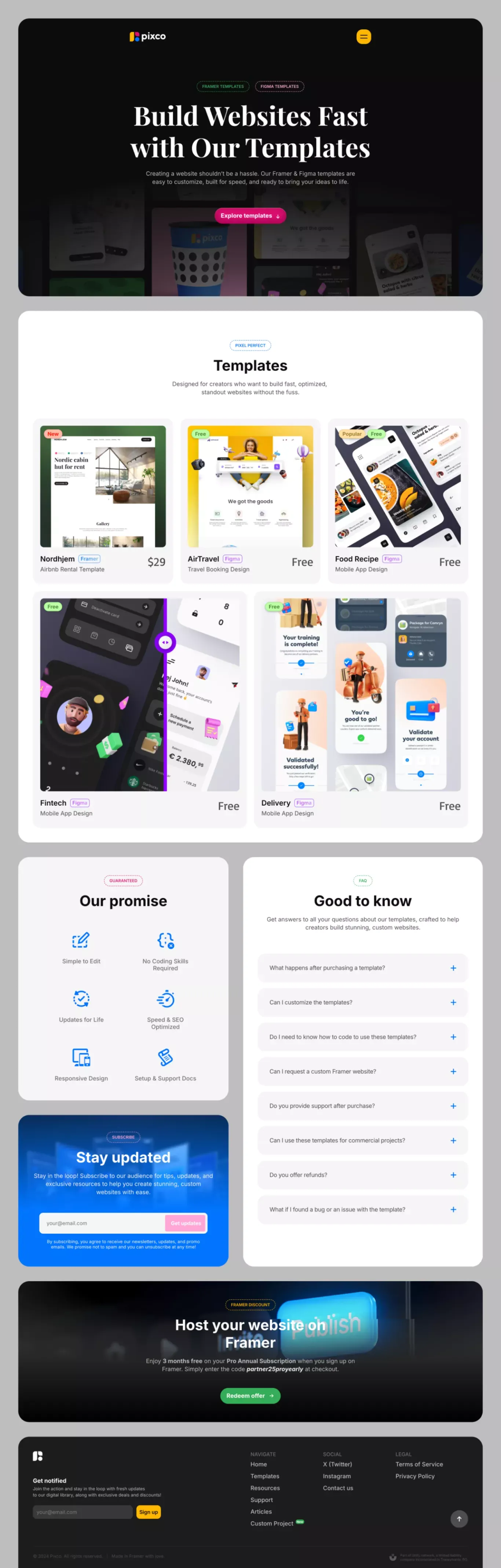 Pixco â Quality Framer & Figma Templates to Build Websites Fast - Product listing design