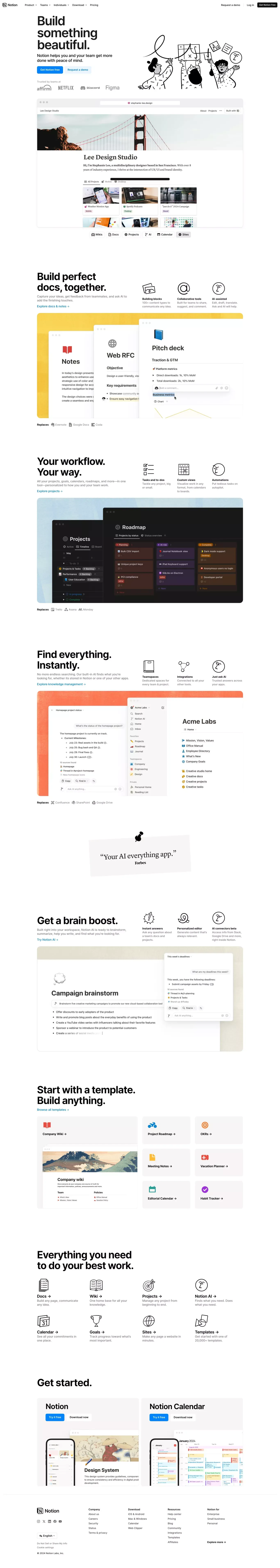 Your connected workspace for wiki, docs & projects | Notion - Landing design