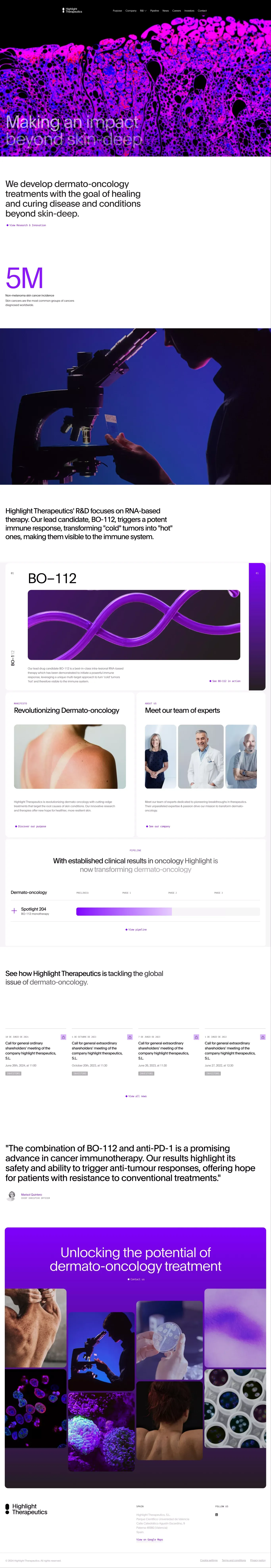 Highlight Therapeutics - Landing design