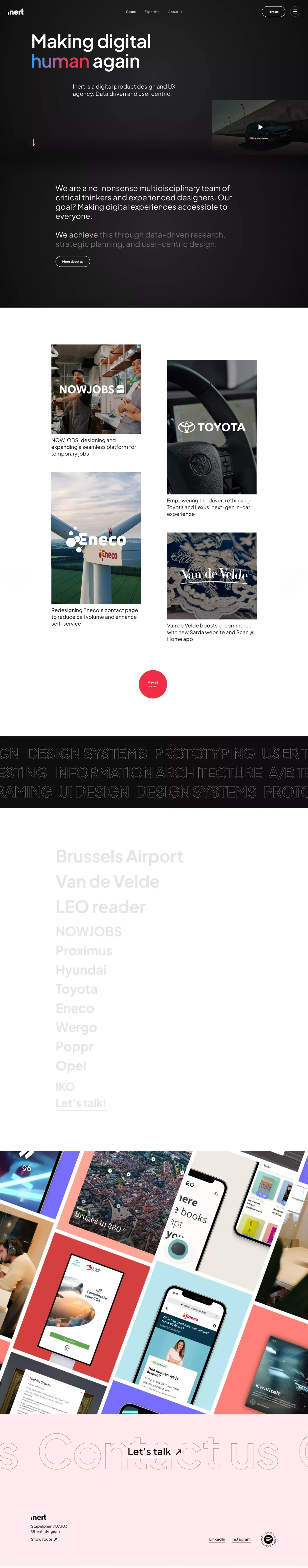 Inert - User Experience design agency - Landing design